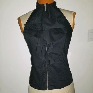 Transitions ruffle front top